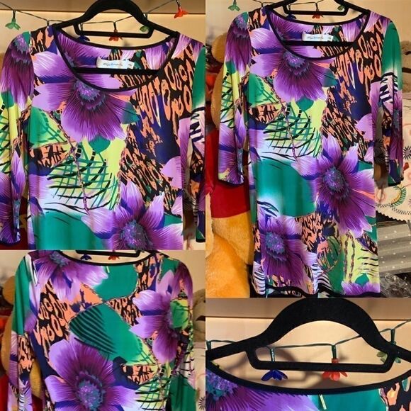 TBAGS LA Dress 3/4 Sleeve Floral Mini Med. EUC - Picture 2 of 8